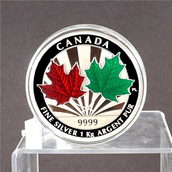 CANADA - $250 2014 1kg argent pur, Feuille d'erable pour toujours - Colore