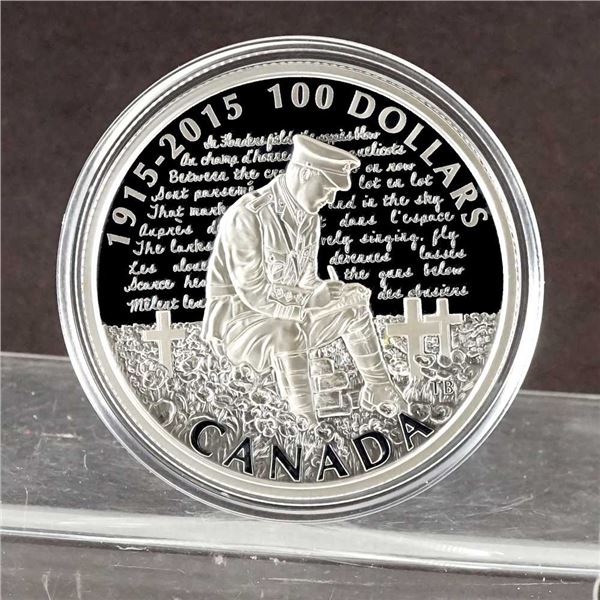 CANADA - $100 2015 10oz Argent - Anniversaire des champs de Flandres