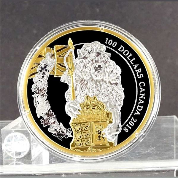 CANADA - $100 2018 10oz Argent - Gardiens du Parlement: Le Lion