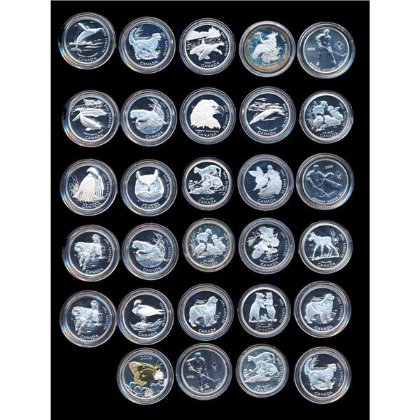 CANADA - Lot de 29 x 50c en argent sterling 1995-2005