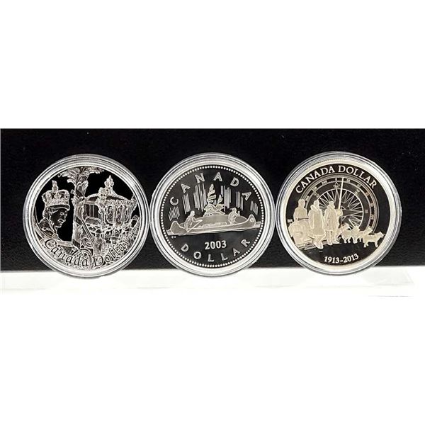 CANADA - Lot de 3 x $1 2002, 2003 et 2013 en argent