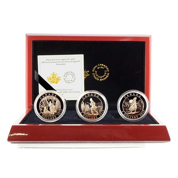 CANADA - $5 2015 200eme anniversaire de Cornelius Krieghoff - Ensemble de 3 monnaies