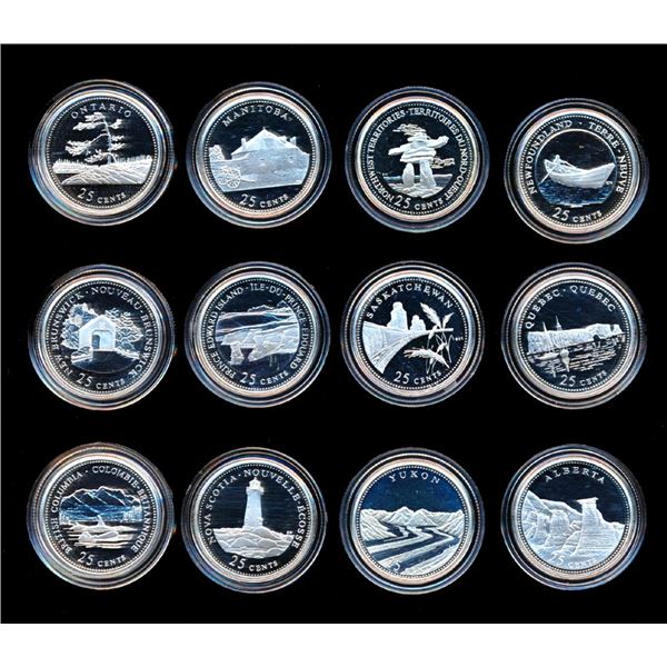 CANADA - 1992 Ensemble de 12 x 25 cents, 125eme anniversaire de La Confederation