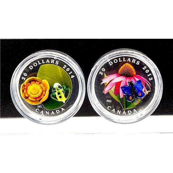 CANADA - Lot de 2 x $20 2013-2014 La Flore et faune des jardins canadiens