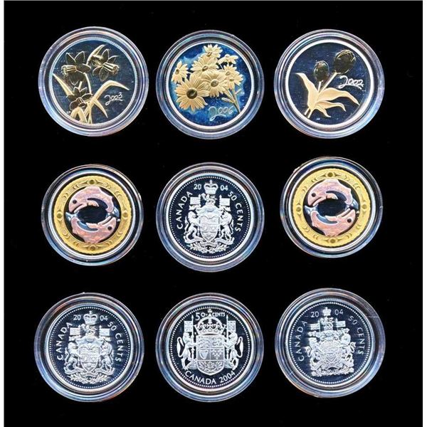 CANADA - Ensemble de 9 x 50 cents 2002-2010 en argent