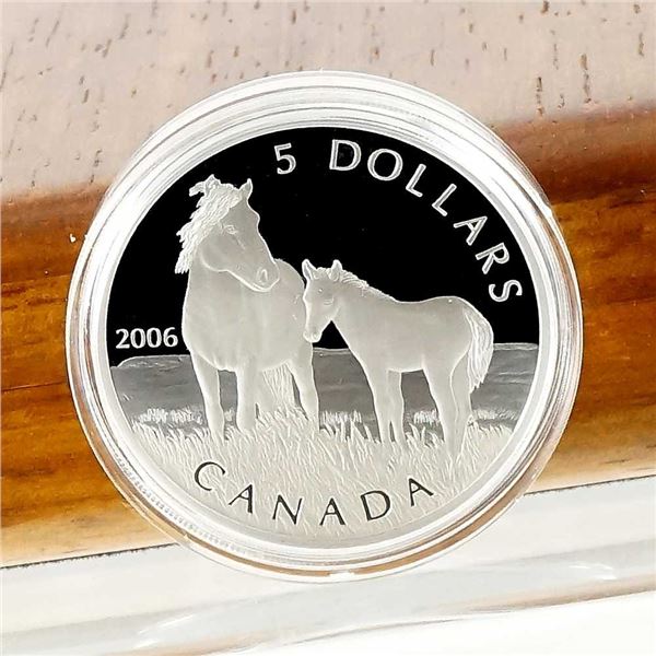 CANADA - Set de monnaie $5 et de timbres de $2 2006 Des chevaux en pleine mer