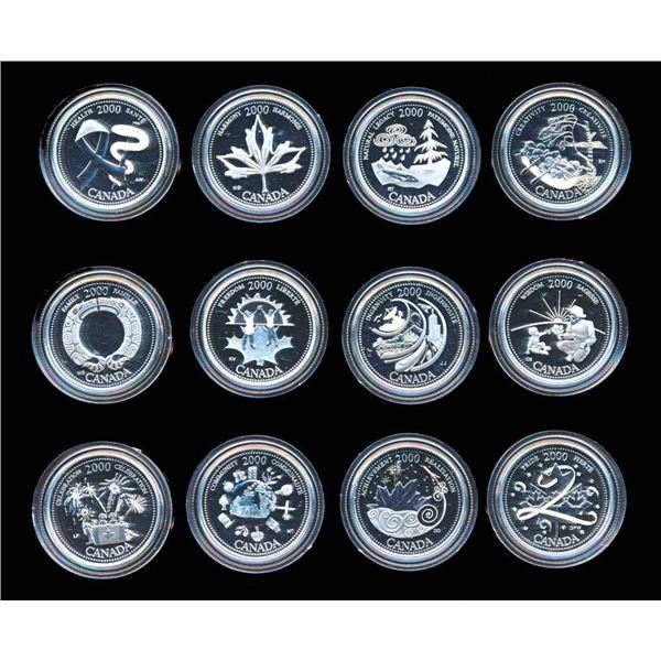 CANADA - Ensemble de 12 x 25 cents sterling Millenaire 2000