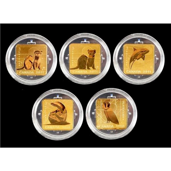 CANADA - 5 x $3 La Series de la Conservation de la Nature