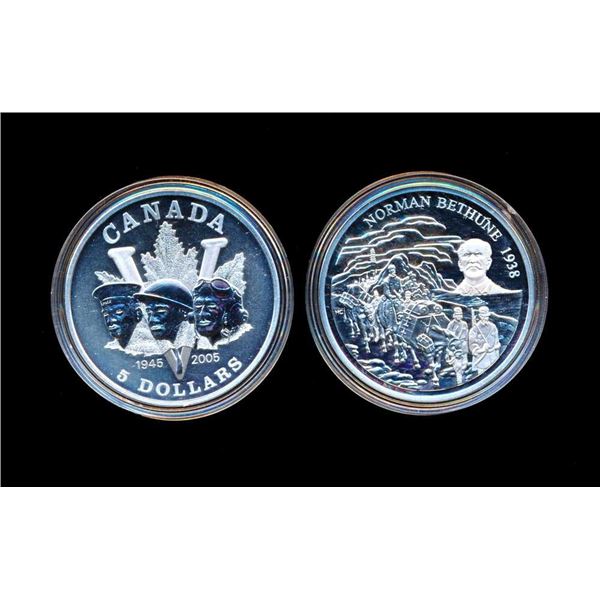CANADA - 2 x $5 Norman Bethune 1998 et Victoire 2005