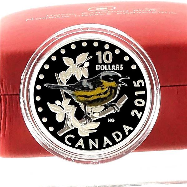 CANADA - $10 2015 Oiseaux chanteurs colores du Canada - Paruline Ã  tÃªte cendree