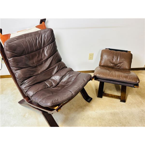 Leather Lounge chair & Footstool