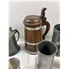 Image 3 : Collection of Steins and Pewter Cups