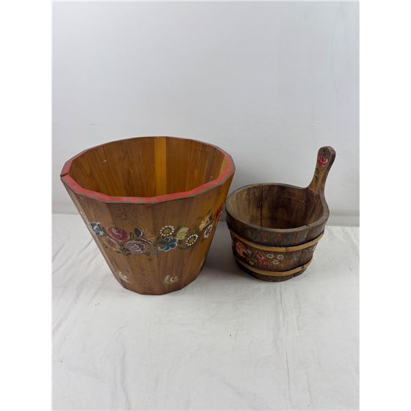 Hand Painted Wooden Buckets