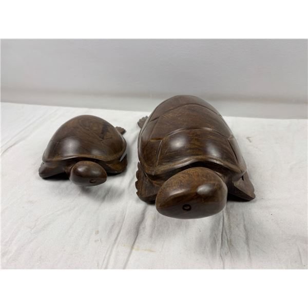 Carved Wooden turtles