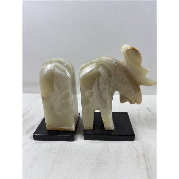 Stone Moose Bookends