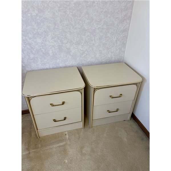 Vintage Nightside Tables with Gold Trim