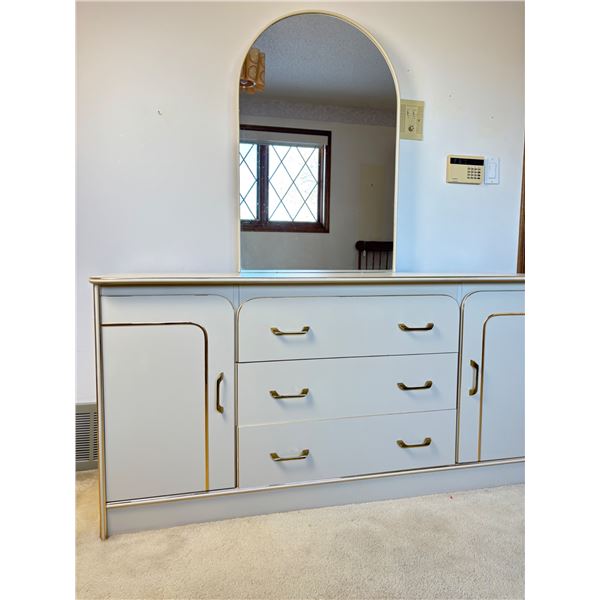 Vintage Dresser & Mirror with Gold Trim