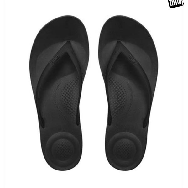 FitFlop iQushion Ergonomic Flip-Flops, All Black, US Size 6