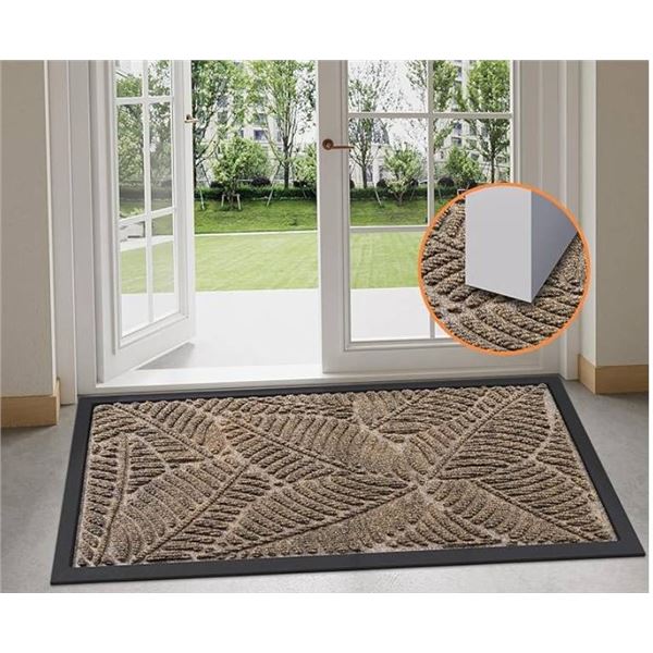 Grandaily Outdoor Door Mat, 17 x 30 Inches, Non-Slip Dirt Entrance Mat, Brown
