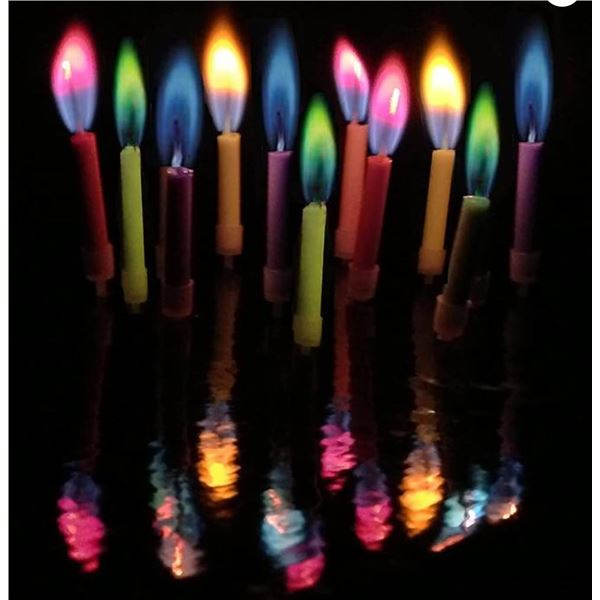 CLBC-24B Color Flame Birthday Candles, 12 Pieces with Holders