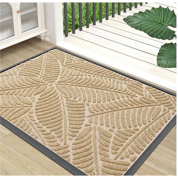 Grandaily Front Door Mat Indoor Outdoor Waterproof Doormat, Non Slip Natural Rubber Welcome Mat, Hea
