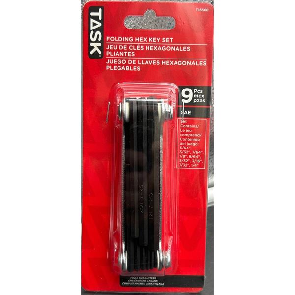 Task TE500 Folding Hex Key Set, SAE, 9 Pieces