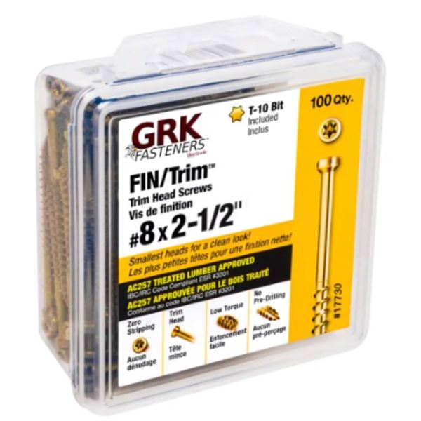 GRK Fasteners FIN/Trim #8 x 2-1/2 Trim Head Screws (100 Qty each) Lot of 3