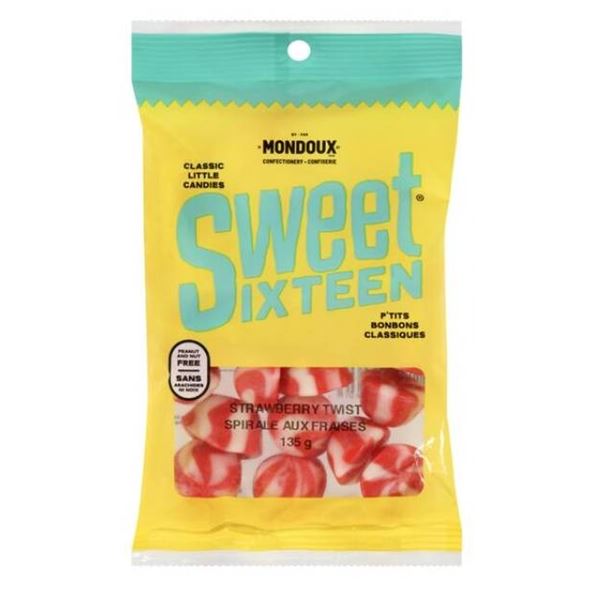 Mondoux Sweet Sixteen Strawberry Twist Candy Packs, 6x135g Each