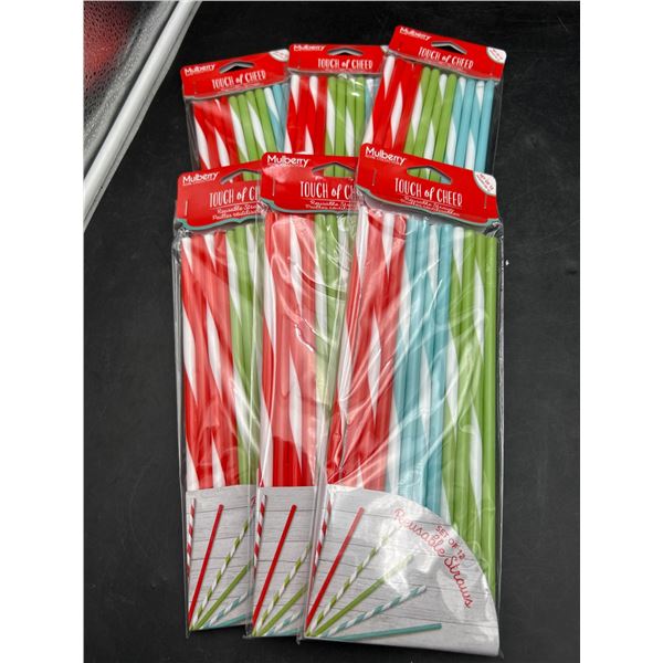 Mulberry Home Collection Reusable Straws, Set of 6 Packs of 12 pcs