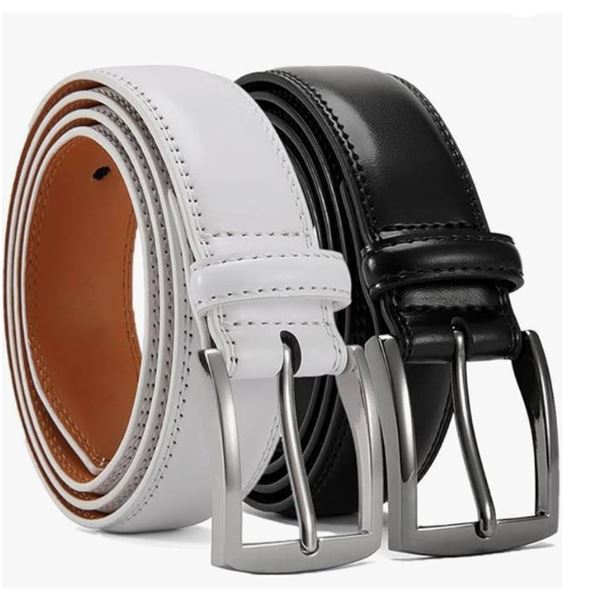 Yooran Belts Men 2 Pack, Leather Belt 1 3/8″ Prong Buckle for Dress Pants, Casual & Work, G