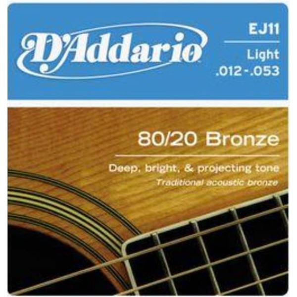 D’Addario EJ11 80/20 Bronze Acoustic Guitar Strings, Light Gauge, 2 Sets