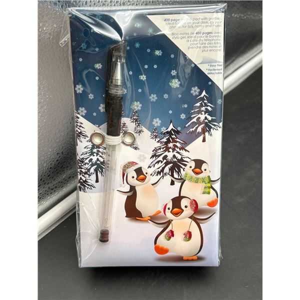 400-Page Memo Pad with Gel Pen and Winter-Themed Cover Design