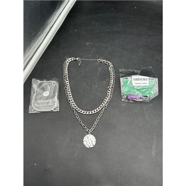 Lot of Assorted Jewelry Including Necklace, Earrings, and Bracelet