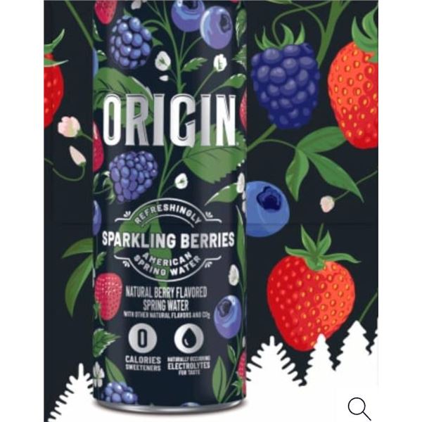 Origin Organic Triple Berry Sparkling Water 6-Pack – 355mL Cans