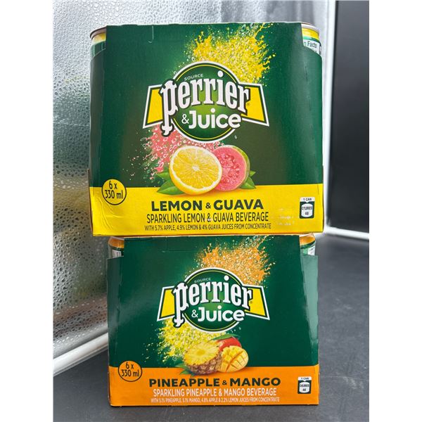 Lot of Perrier & Juice Lemon & Guava and Pineapple & Mango Sparkling Beverage, 12-Pack (330mL Each)