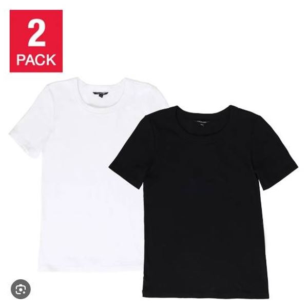 Tahari Ribbed Cotton Short Sleeve T-Shirt XL/TG Two-Pack