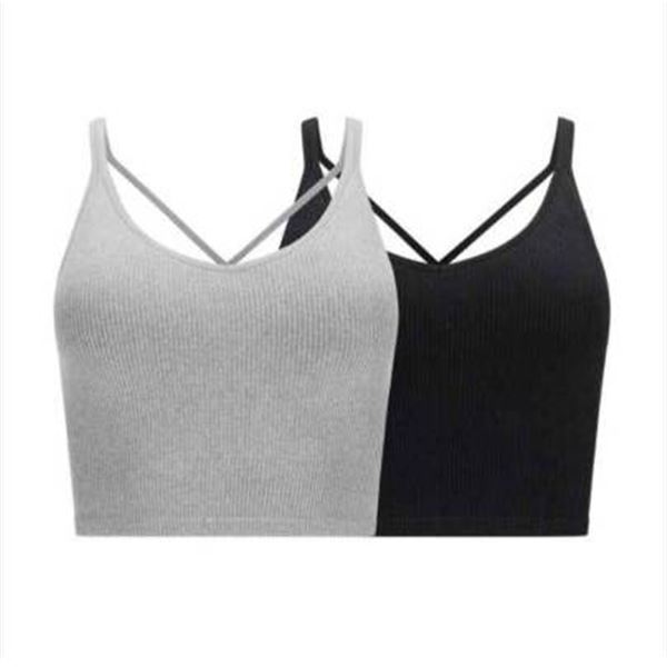 Lemon 2-Pack Ribbed Yoga Bra, Size Large, Seamless and Crossback Design