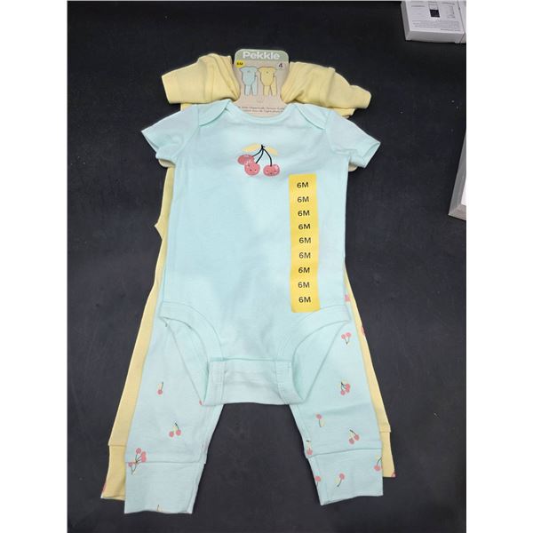 Pekkle 4-Piece Infant Clothing Set, 6M, 100% Organically Grown Cotton