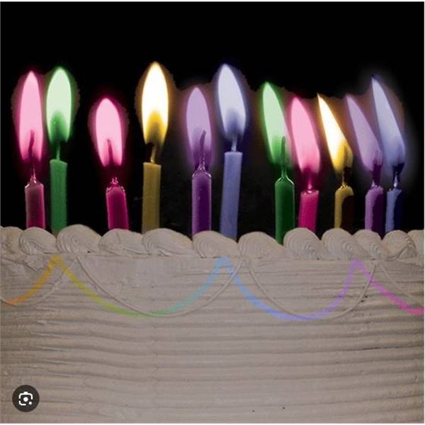 12 packs of 12,  ColorFlame Birthday Candles by Sannyk