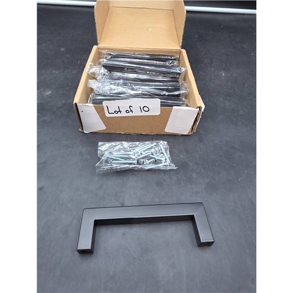 Lot of 10 Black Drawer Pull Handles with Screws
