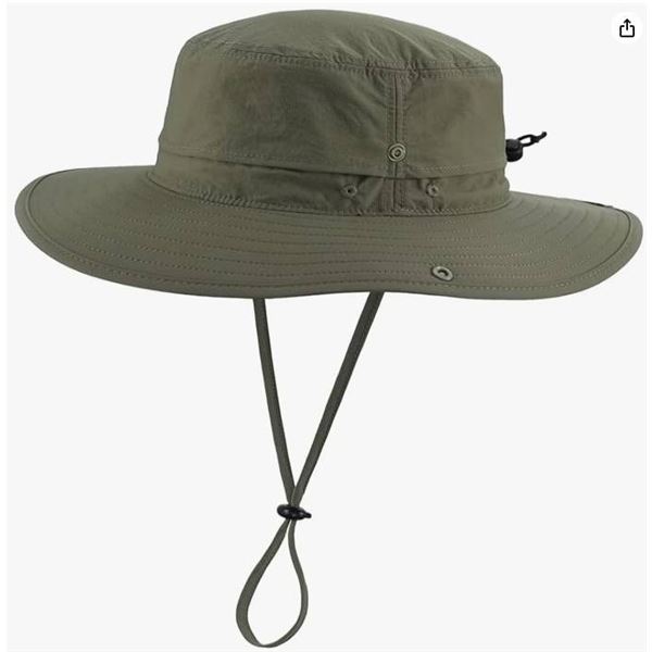 Connectyle Sun Protection Hat With Chin Strap in Olive Green