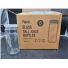 Image 2 : Polsh Glass Tall Juice Bottles with White Lids, 160 oz/475 ml, 6-Pack