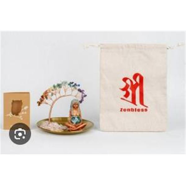 ZenBless 7 Chakra Healing Crystal Tree with a Mother Earth Gaia statue