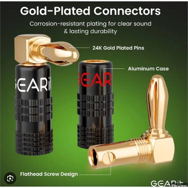 GearIT GI-BP90-6PK-NC Premium Banana Plugs 6-Pack