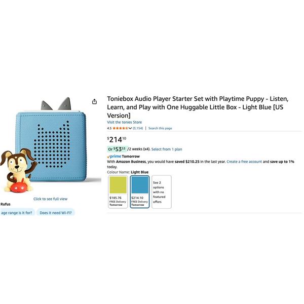 Tonies Starter Set with Blue Figure for Ages 3+