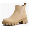 Image 1 : Dream Pairs Chunky Lug Sole Ankle Boots in Beige