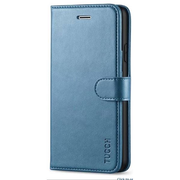 TUOCH Blue Leather Folio Case with Card Slots and Magnetic Closure