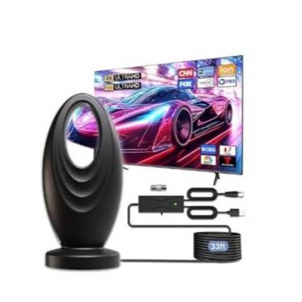 Jedlem Digital HDTV Antenna with 35-Degree Signal Booster and 16 ft Coax Cable