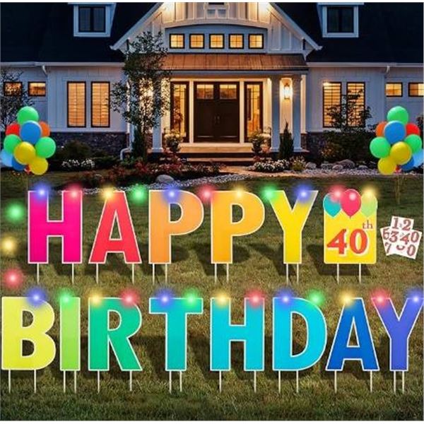 Happy Birthday Yard Sign with Accessories