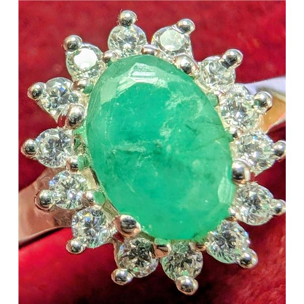 $160, SILVER(2.34g), EMERALD (1ct)RING, size , retail value $160, ring resizeable for $50